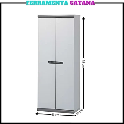 armadio da esterno giardino armadietto in plastica resina mobile mobiletto 2ante - Immagine 1 di 4