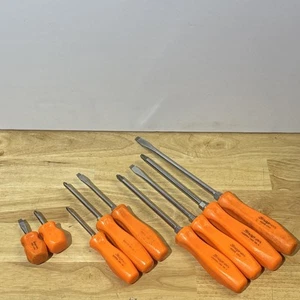 Juego de destornilladores ranurados planos Snap On Phillips naranja mango duro 9 piezas SDD ¡LEER! - Imagen 1 de 24