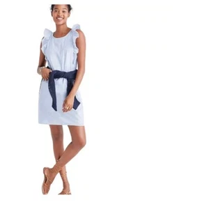Madewell Damen Gr. M/L 10-12 hellblau Chambray Rüschen Freizeit ärmellos Kleid - Bild 1 von 10