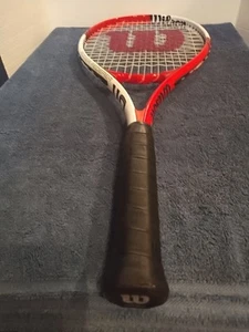 Wilson Roger Federer 110 Red White 4 1/2 Grip L4 Tennis Racquet 27" Long 10"X13" - Picture 1 of 16