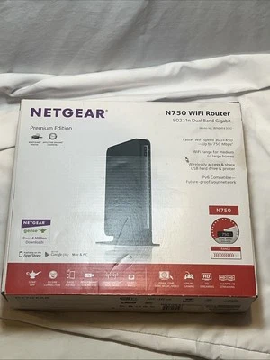 NETGEAR N750 WiFi 450Mbps Dual Band Gigabit Router WNDR4300 USB Printer Share - Image 1 of 4