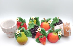 Napkin Rings Fruit Summer Grove Charter Club Strawberry Grape Apple Pots (8) - Picture 1 of 3