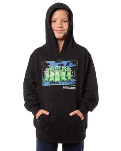 Minecraft Boys' Game On Creeper Mob Graphic Print Hoodie Sweatshirt - Picture 1 of 4