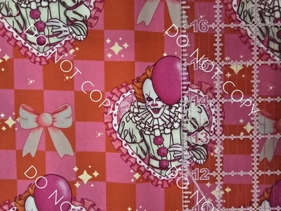 Custom 100% Cotton Woven Stephen King It Movie Pennywise Pink By The 1/4 Yd 9x56 - Image 1 of 2