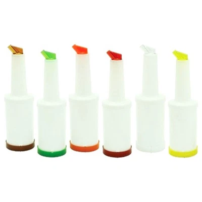 Juego de 6 botellas para verter barra de jugo de fruta y licor Flow-N-Stow de 1 cuarto (32 oz.) Foto 1 de 4