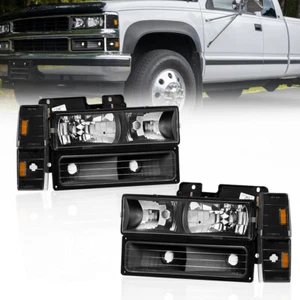 Faros negros parachoques luces de esquina para Chevy C10 C/K 1500 2500 1988-1993 - Imagen 1 de 12