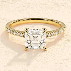 7x7 MM Moissanite Wedding Ring, Bridal Ring Anniversary Ring, Engagement Ring - Picture 1 of 16