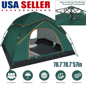 3-4 Person Pop Up Tents Waterproof Windproof Instant Tent for Camping Hiking US - Picture 1 of 12