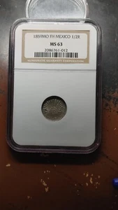 1859 Mo FH Mexico Silver 1/2 Real NGC MS63 Bright Lustrous 4766 - Picture 1 of 6