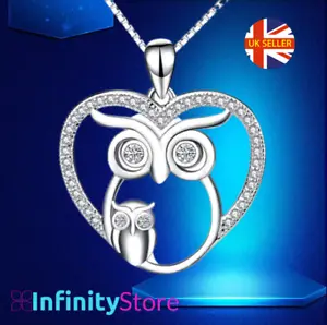 Sisters Mother Daughter Owls Pendant Necklace Silver Chain Womens Jewellery Gift - Picture 1 of 10