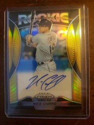 2019 Panini Prizm Baseball NICK CIUFFO SSP rookie gold auto-04/10-Tampa Bay - Image 1 of 2