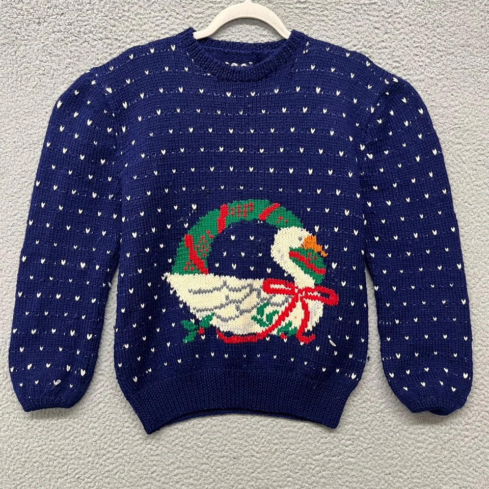 Suéter De Colección Feo Navidad Para Mujer M Azul Fiesta Corona Grannycore Retro Foto 1 de 4