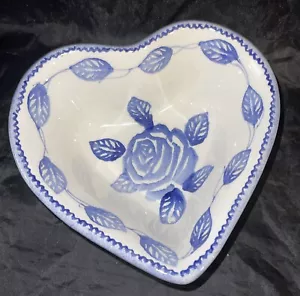Ancora blau rosa herzförmige Servierschüssel Made in Italy handbemalt - Bild 1 von 5