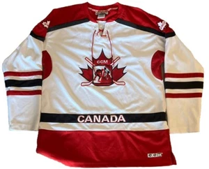 CCM Young  XL White Team Canada Hockey Polyester Sweater Jersey EUC - Picture 1 of 6