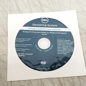 Microsoft Windows 8 64 Bit DELL Media Reinstallation Recovery DVD Disk - Picture 1 of 3