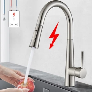 Grifo de cocina de baja presión grifo de cocina extensible de una mano de acero inoxidable - Imagen 1 de 11