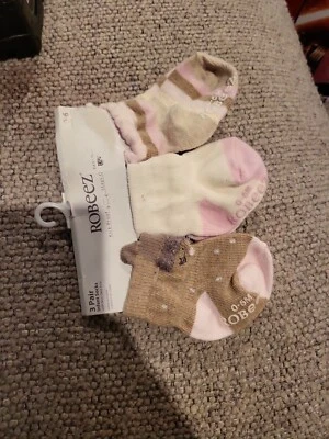 Calcetines Robeez Infantil Niña con Suela Antideslizante 3 Pares 0-6 Meses Rosa Tostado Foto 1 de 3