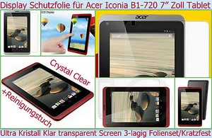 3x Pellicola Protettiva Schermo Cristallina Acer Iconia B1-720 7" Tablet Ultra - Foto 1 di 3