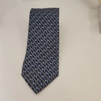 Corbata Paul Dione 100 % seda - Para hombre azul plata rayas geométricas X-largo 62" Foto 1 de 4