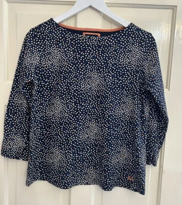 Ladies Crew Clothing Company Navy Pattern Top Size 10 Cotton Casual  - Image 1 of 4