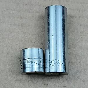 SK 45120 Socket Lot Shallow And Deep 12pt, 3/8 Inch Drive, 5/8 Inch, USA Vintage - Picture 1 of 14