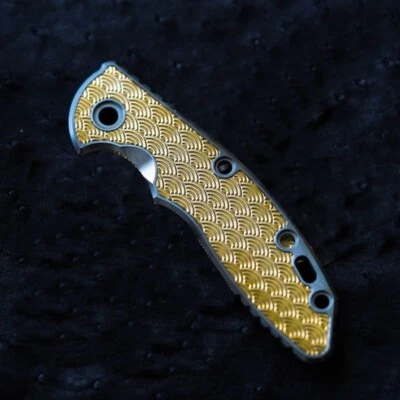 1 Pc Custom Made TC4 Inlaid Brass Handle Scale for Rick Hinderer XM18 3.5” - Image 1 of 4