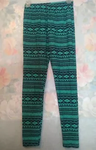 Body Central Teal & Black Stretchy Pants/Leggings.S/M. Aztec look. Comfy. - Picture 1 of 6