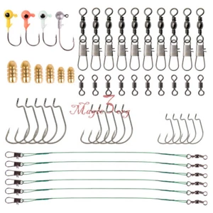 Surf Fishing 103pcs Assorted Kits Tackle Hooks Swivels Portable Box Catfish Pike - Picture 1 of 9