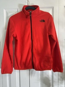 The North Face Jacket Boys Medium Orange  Fleece Full Zip Preppy Embroidered - Picture 1 of 4