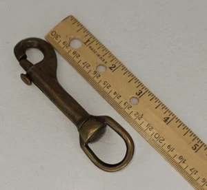 Vintage 4" Solid Unfinished Brass Patina Heavy Swivel Lobster Hook Spring Clasp - Picture 1 of 6