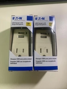 Eaton COOPER 2 pack TR7740LA-BOX USB CHARGER RECEPTACLE TAMPER RESISTANT NEW - Picture 1 of 2