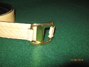 Beige Snakeskin Belt "BAZZANI" Gold Tone Buckle (32) - Picture 1 of 7