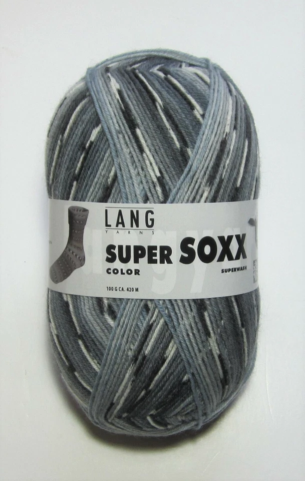 100g ball LANG SUPER SOXX COLOR sock Fingering weight knitting yarn #901 0206 - Image 1 of 1