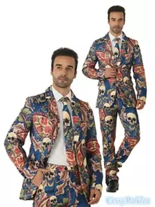 W-R3-1 Mens Stage Funny Fancy Dress STAG Stand Out Suits Happy Skeleton COSTUME - Foto 1 di 10