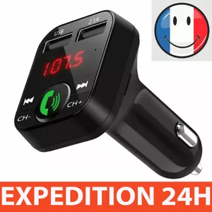 Bluetooth 5.0 Wireless FM Transmitter MP3 Adapter Car Kit USB Charger, - Picture 1 of 4