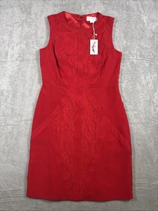 Jessica Simpson Women’s Red Sleeveless Lace Accent Dress Size 4 New - Picture 1 of 11