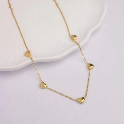 Роскошная бижутерия цепочка ожерелье позолота 14 карат сердце - Изображение 1 из 4