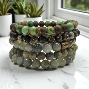 Bracelet Bundle – 5 Handmade Stretch Bead Bracelets – Men’s Fashion Jewelry - 5E - Picture 1 of 3