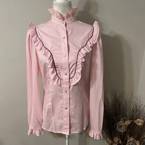 De Colección Fenton Western Mujeres Prairiecore Volantes Perla Camisa a Presión Top Rosa Talla 14 Defecto - Imagen 1 de 9