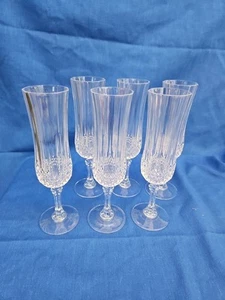 Cristal d'Arques LONGCHAMP Crystal Champagne Flutes Glasses Set of 6 - Picture 1 of 8