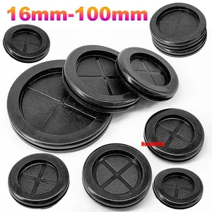 Black Round Rubber Blanking Wiring Grommets Cable Hole Grommet Chassis Seal Ring - Picture 1 of 32