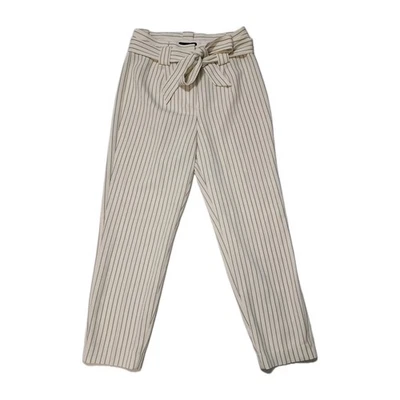 Pantalones Express Mujer Tobillo Alto Beige Rayas Talla 0S/0C Corbata Cintura 26"x24" Foto 1 de 4