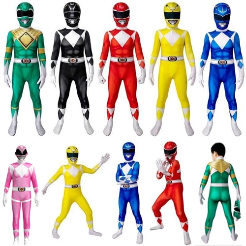 Power Ranger Adults/Kids Jumpsuit Cosplay Party Costume Halloween Birthday Gifts - Image 1 of 4