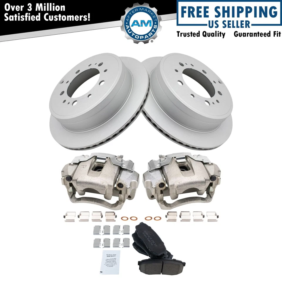 Pinzas de freno traseras pastillas y rotores de cerámica para 08-15 Lexus LX570 Land Cruiser Foto 1 de 4