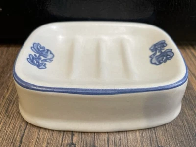 Pfaltzgraff YORKTOWNE Soap Dish RECTANGULAR Blue Floral GRAY - Image 1 of 3