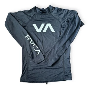 VA RVCA Boys Size MED Reg Fit Long Sleeve Black Athletic Shirt Rash Guard BJJ - Picture 1 of 3