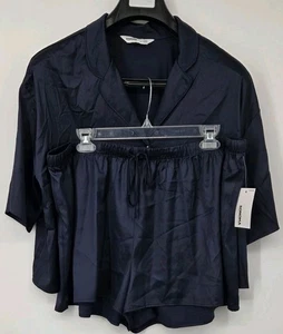 Conjunto de pijama para mujer Sonoma camisa y pantalones cortos con botones talla 2XL azul satinado nuevo con etiquetas - Imagen 1 de 16
