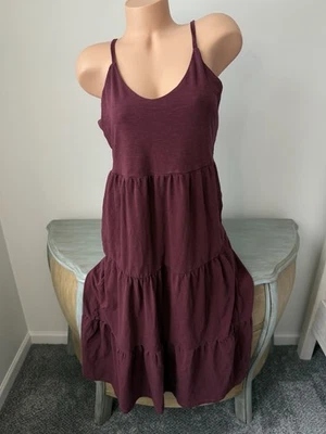 Antiguo Vestido Maxi Camuflado Azul Marino Granate M Bohemio Con Niveles Boho Bolsillos Lagenlook Granola Foto 1 de 4