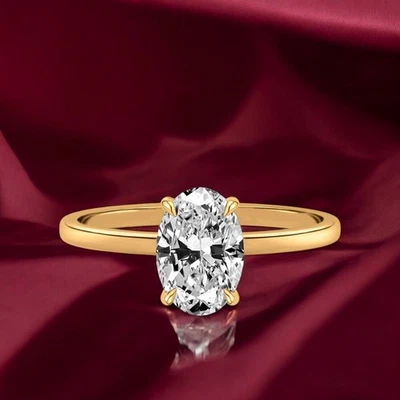 14k Yellow Gold Lab Created Oval Diamond Engagement Ring 2.30 Ct IGI E F VS - Image 1 of 4