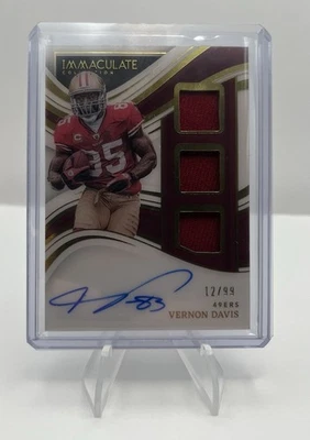 2023 Panini Immaculate Triple Patch Vernon Davis Auto /99 SF 49ers Game-Worn - Image 1 of 2